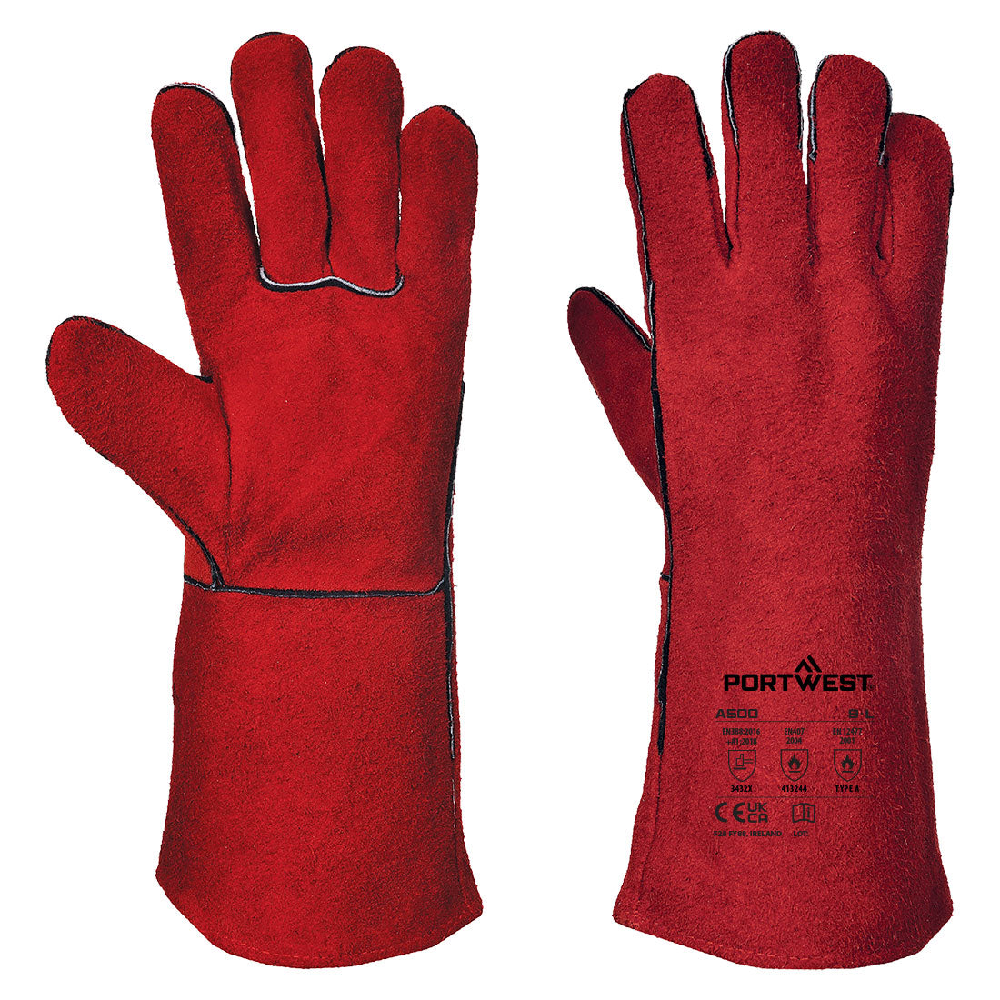 A500 - Welders 210 Split Leather Red Gauntlet