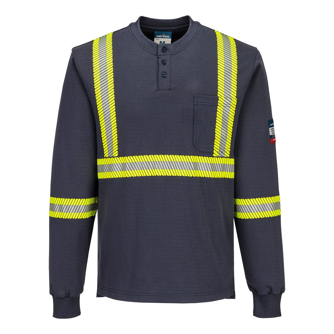 Portwest – FR748 - Bizflame Knit 2" X Back FR Henley - Keeper's Safety Supply
