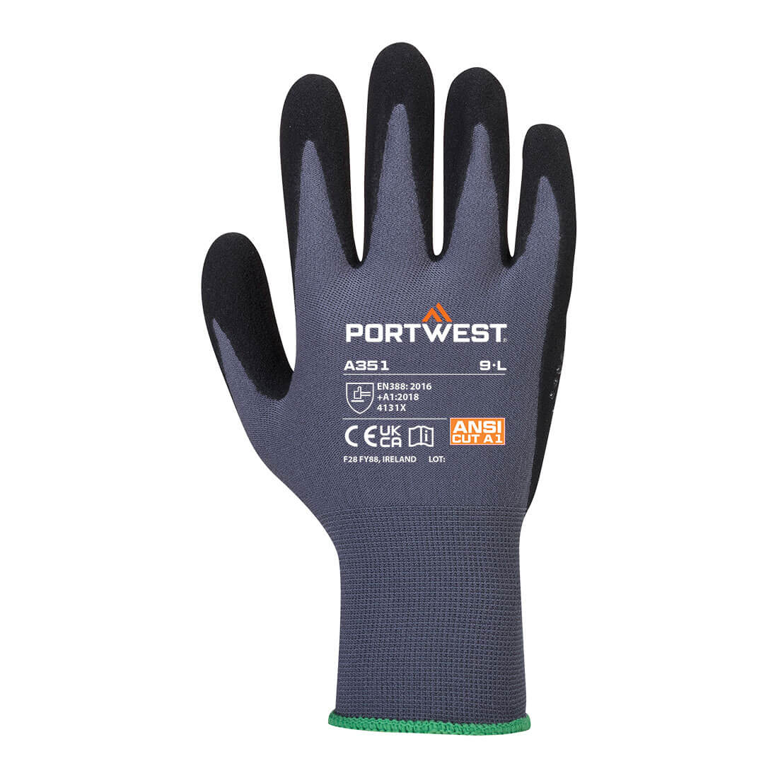 A351 - Grip 15 Nitrile Sandy Dotted Glove Gray/Black