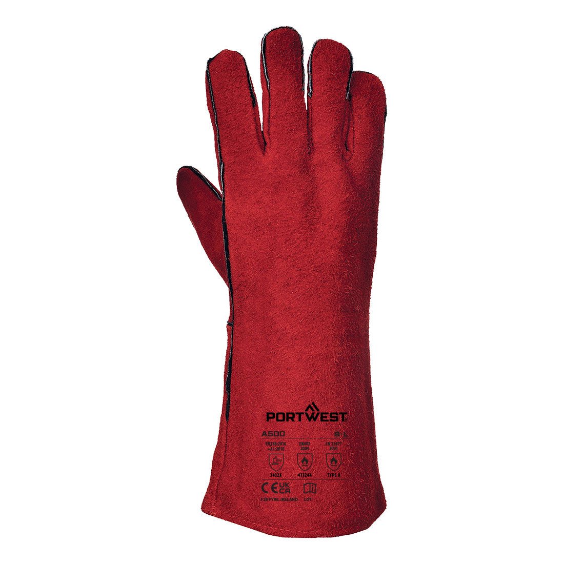 Portwest – A500 - Welders 210 Split Leather Red Gauntlet - Keeper's Safety Supply