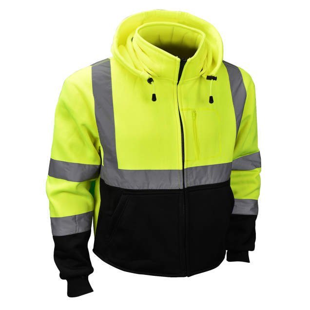 Radians SJ32 - 3 Class 3 High - Visibility Color - Blocked Sweatshirt with Removable Hood - Keeper's Safety Supply
