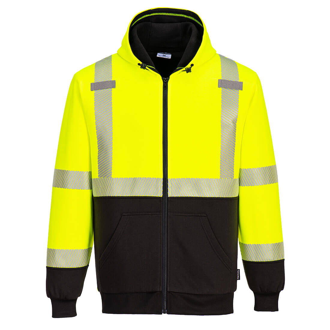 Portwest High-Visibility Contrast Zipped Winter Hoodie with Reflective Tape